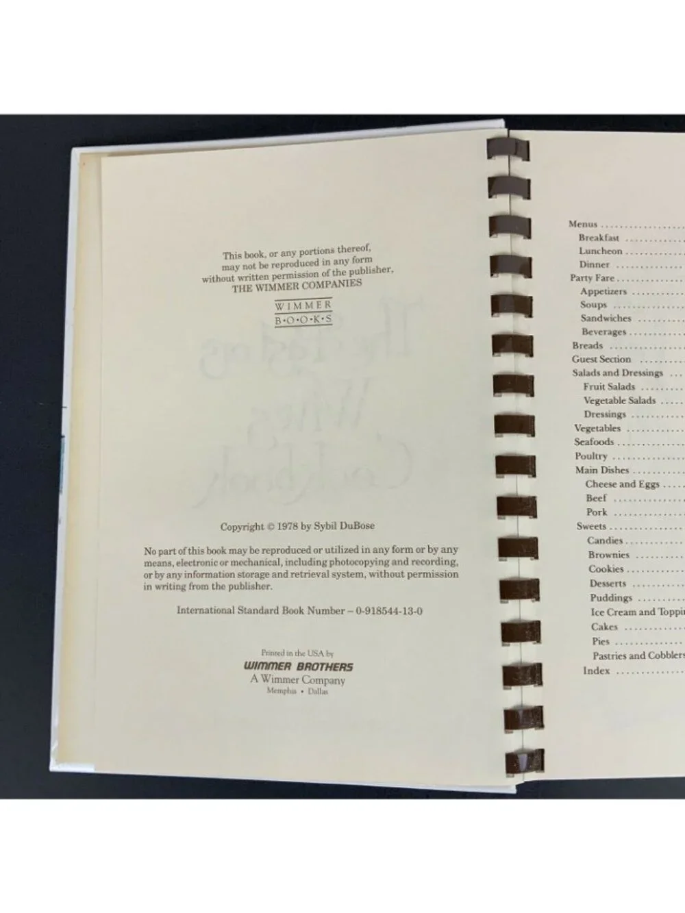 Vintage The Pastors Wives Cookbook 1978 By Sybil DuBose Spiral Bound Wimmer